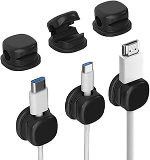 Magnetic Cord Organizer Holder, Upgrade Cord Holder for Nightstand, Adhesive Wire Cable Clips Management Kit for Phone Charger, Computer, Home, Office, Desk, Nightstand (Black, 3 Packs)