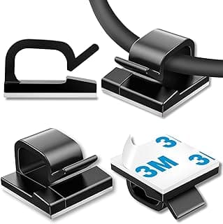 100 Pcs Cable Clips, Adhesive Cable Organizer Cord Holder Wire Clip Wire Management Self Adhesive Hooks Wire Holder for Office, Home (Black)
